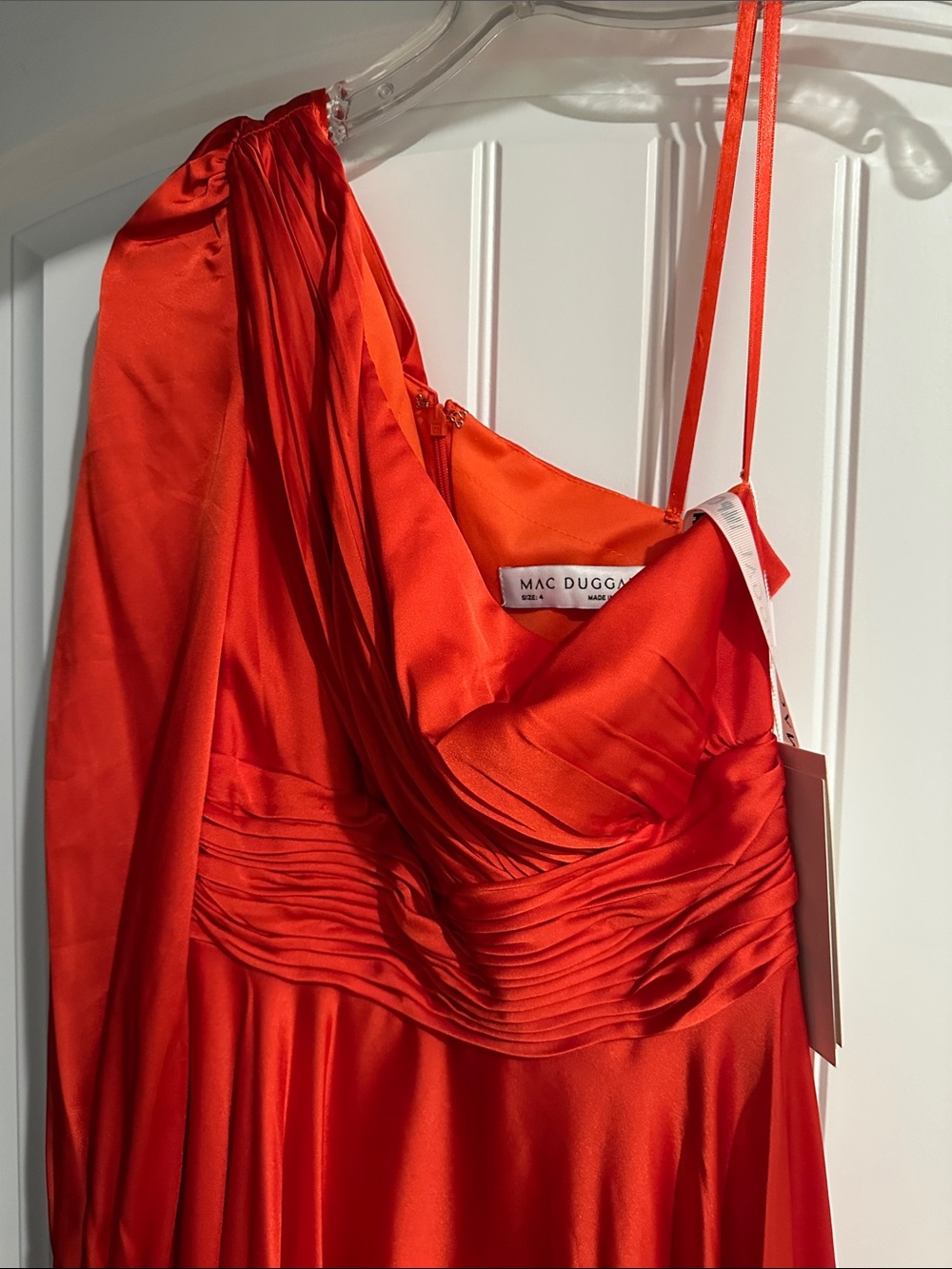 Mac Duggal by Ieena One-Shoulder Gown With Bishop Sleeve - Picture 7 of 14